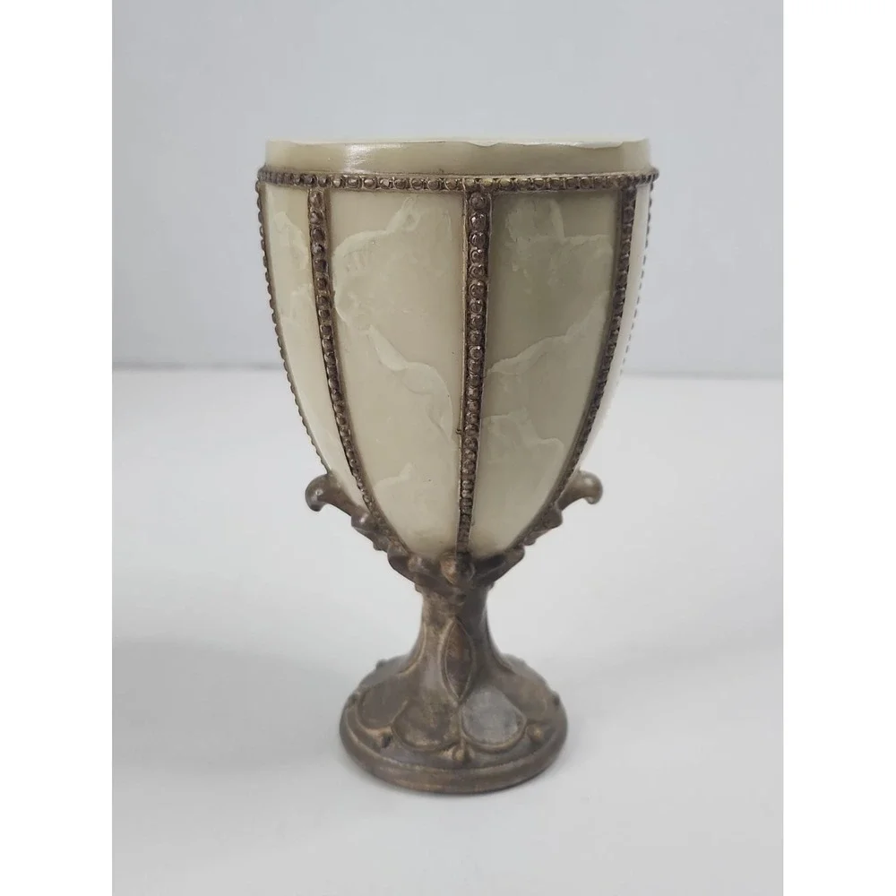Vtg Croscill RN21857 Alabaster Resin Neoclassical Bathroom Vanity Tumbler Cup